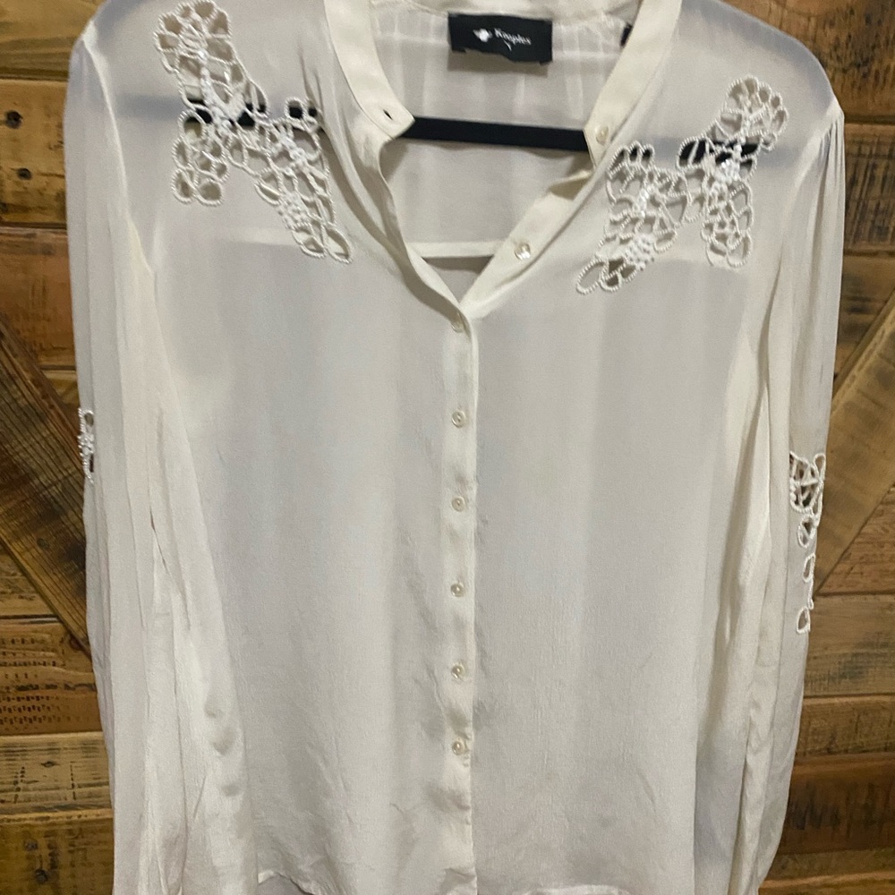 kooples beaded blouse with cut outs